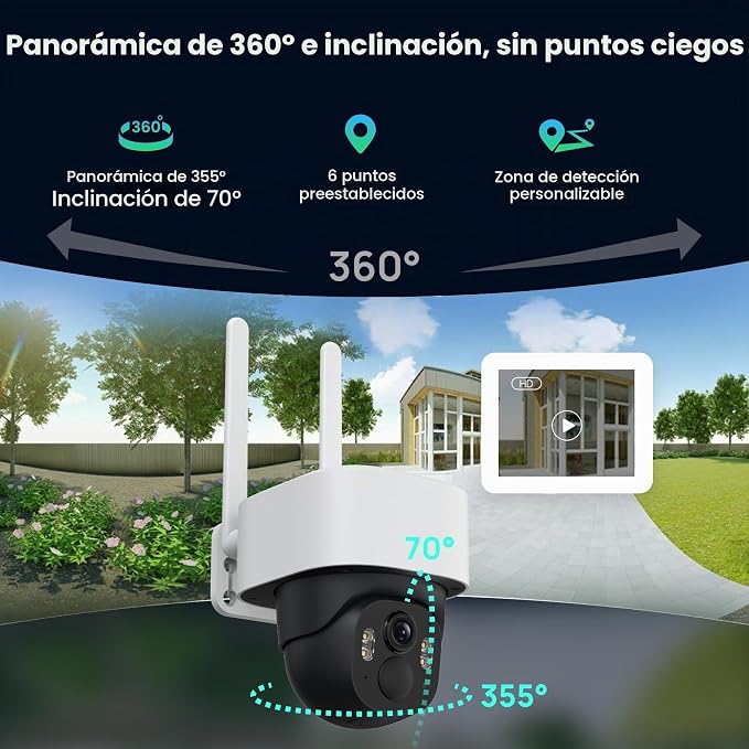 Cámara de Seguridad Solar 4G para Exterior | Visión 360° y Nocturna