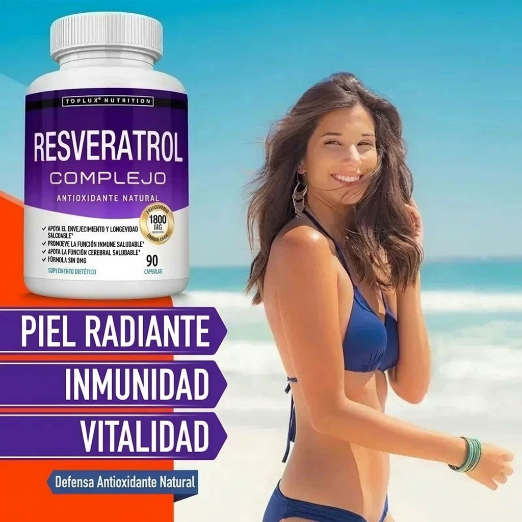 Resveratrol 1800mg | Antioxidante Natural para Energía, Juventud y Bienestar