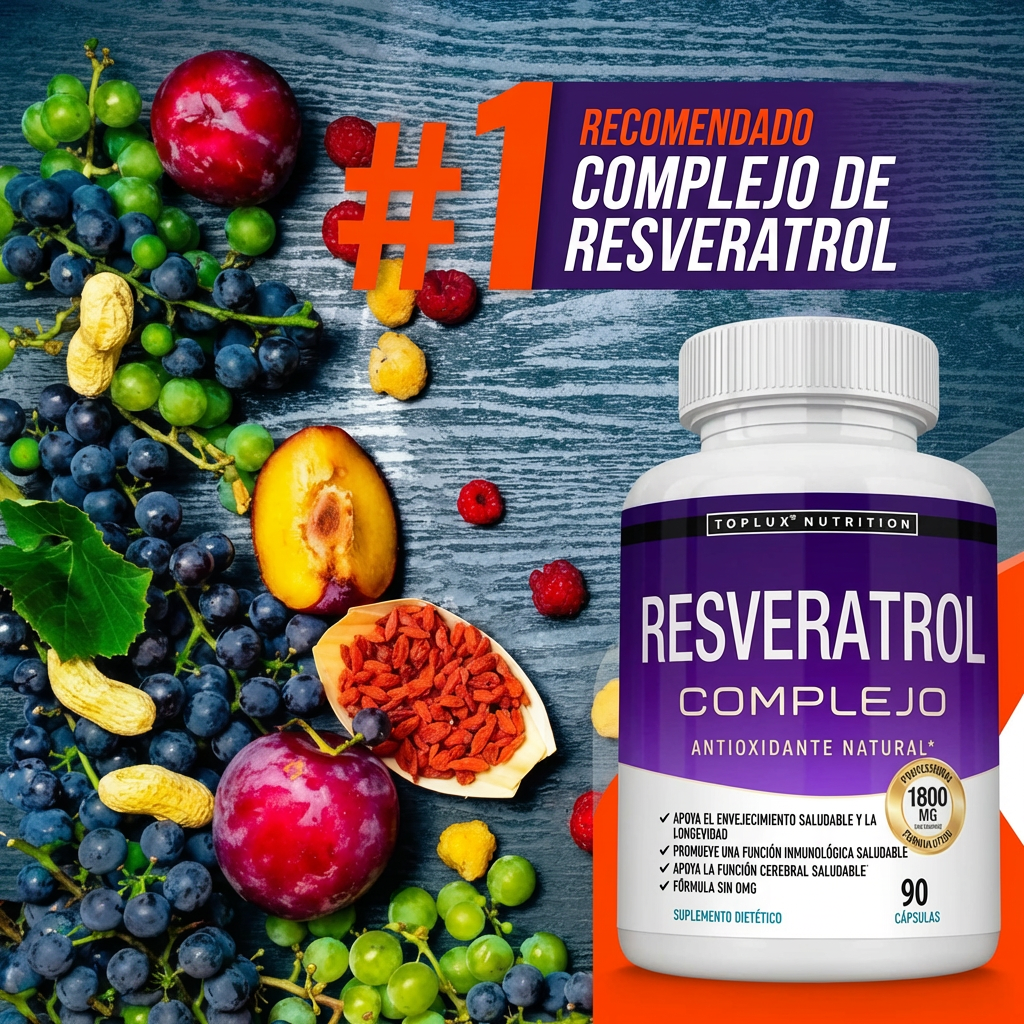 Resveratrol 1800mg | Antioxidante Natural para Energía, Juventud y Bienestar